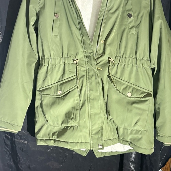 Olive Green Parka with White Lining - Picture 3 of 7